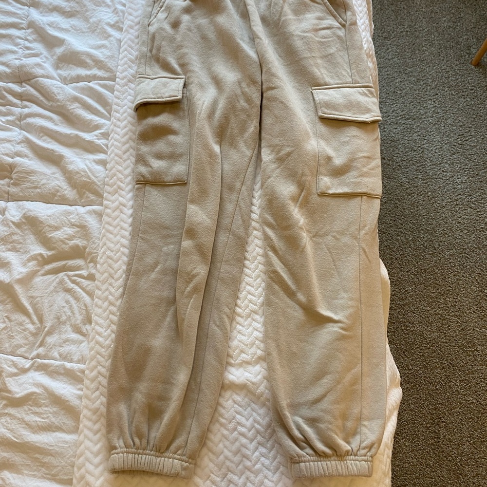 Beige Cargo Joggers